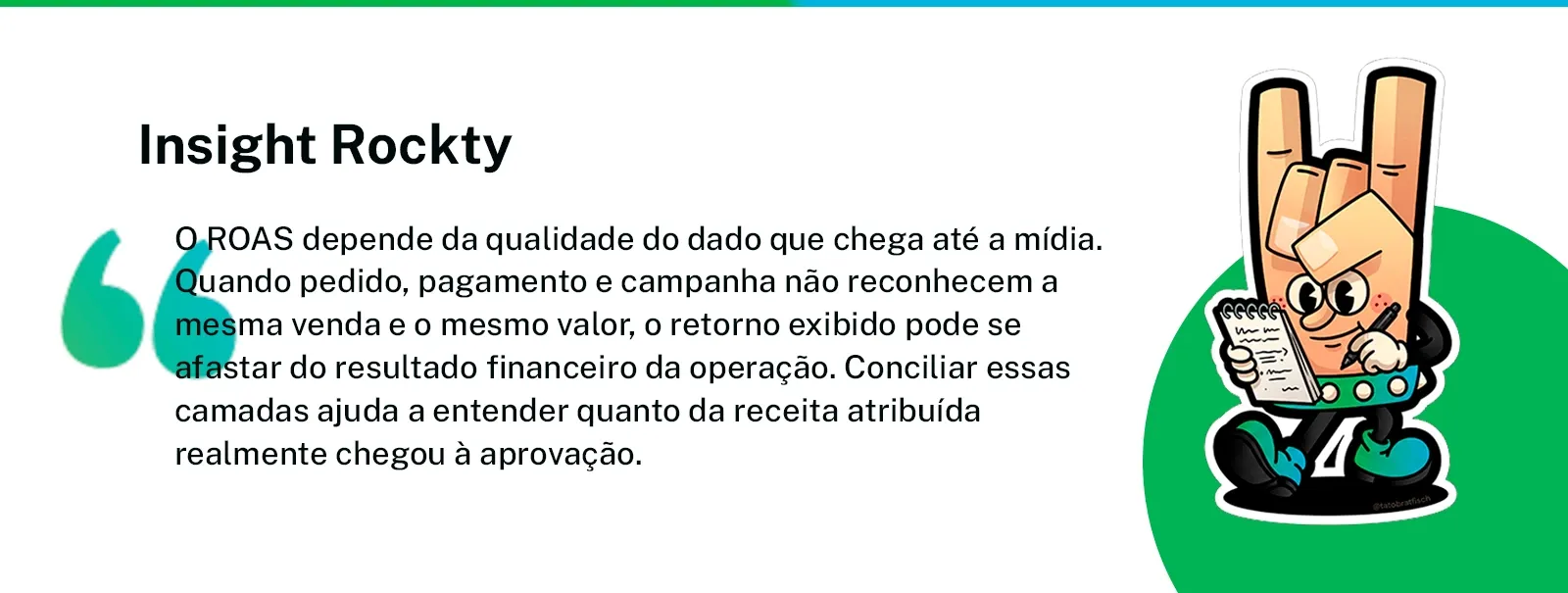 Citação de Rockty sobre ROAS e conciliação de dados no e-commerce